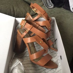 Aldo brown strapped heels